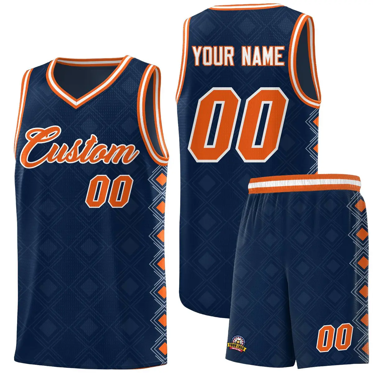 Navy Side Blocks Sports Uniform Basketball Jersey