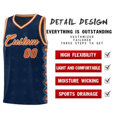 Navy Side Blocks Sports Uniform Basketball Jersey 2