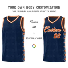 Navy Side Blocks Sports Uniform Basketball Jersey 3