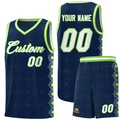 Navy Side Blocks Sports Uniform Basketball Jersey 1