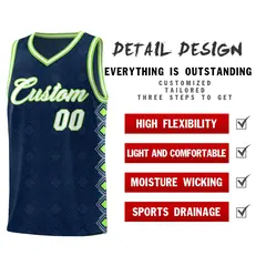 Navy Side Blocks Sports Uniform Basketball Jersey 2