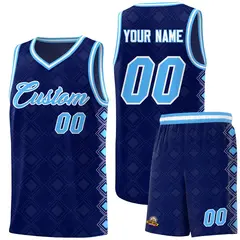 Navy Side Blocks Sports Uniform Basketball Jersey 1