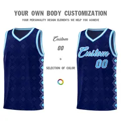Navy Side Blocks Sports Uniform Basketball Jersey 3