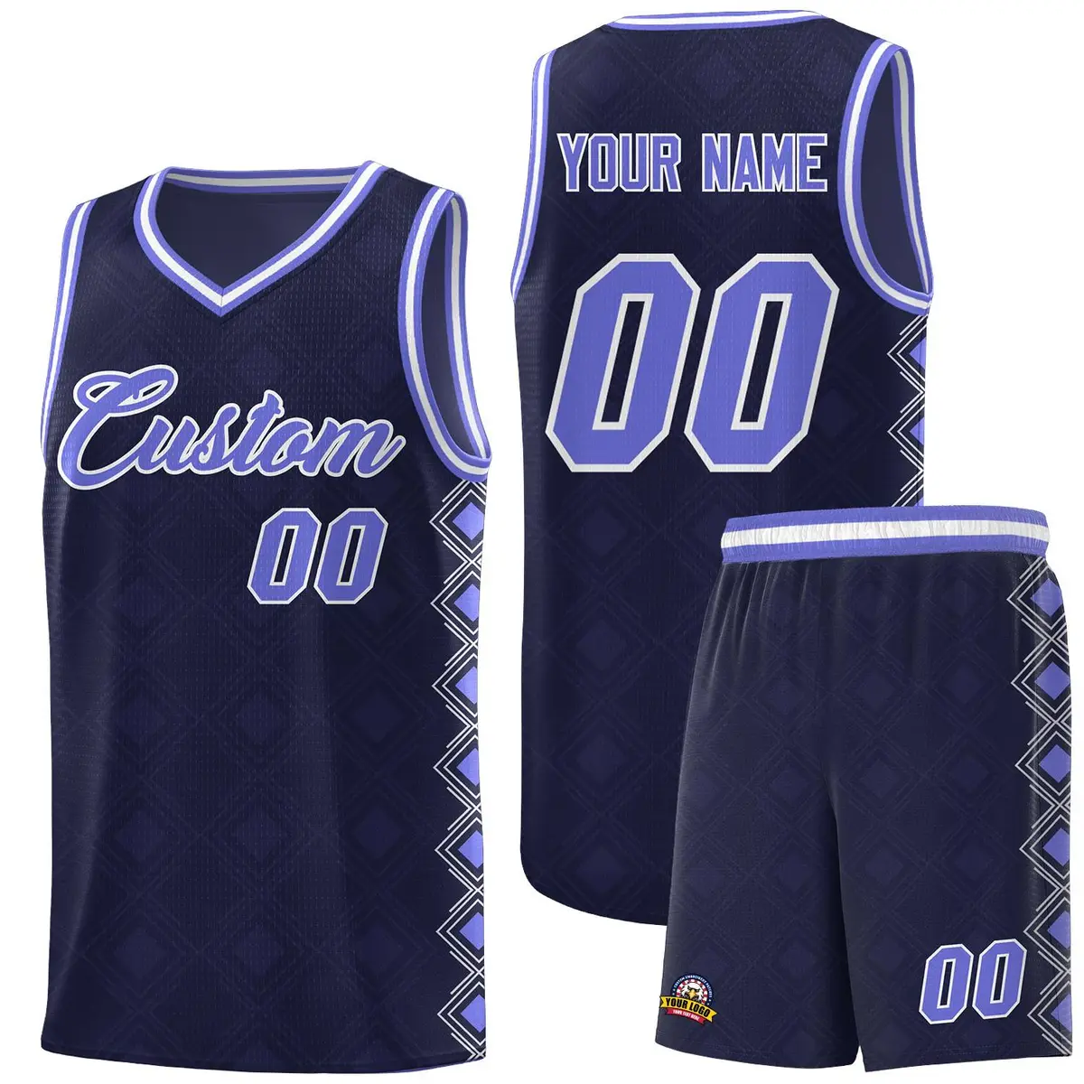 Navy Side Blocks Sports Uniform Basketball Jersey