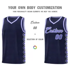 Navy Side Blocks Sports Uniform Basketball Jersey 3