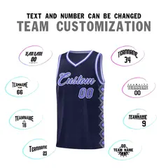 Navy Side Blocks Sports Uniform Basketball Jersey 4