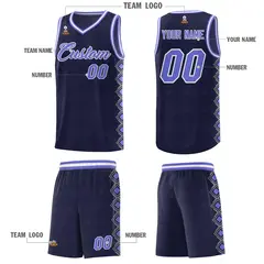 Navy Side Blocks Sports Uniform Basketball Jersey 5