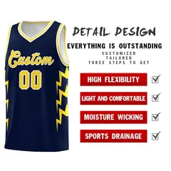 Navy Side Lightning Graffiti Basketball Jersey 2