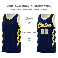 Navy Side Lightning Graffiti Basketball Jersey 3