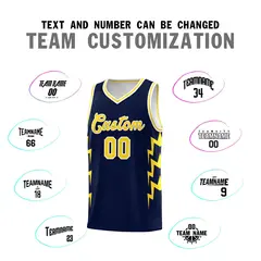 Navy Side Lightning Graffiti Basketball Jersey 4
