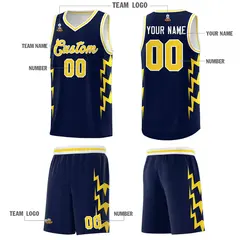 Navy Side Lightning Graffiti Basketball Jersey 5