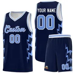 Navy Side Lightning Graffiti Basketball Jersey