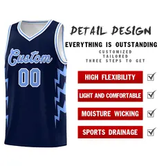 Navy Side Lightning Graffiti Basketball Jersey 2