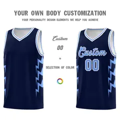 Navy Side Lightning Graffiti Basketball Jersey 3