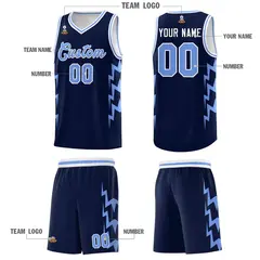 Navy Side Lightning Graffiti Basketball Jersey 5