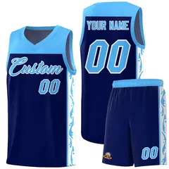 Navy Side Pattern Sports Uniform Basketball Jersey