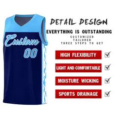 Navy Side Pattern Sports Uniform Basketball Jersey 2