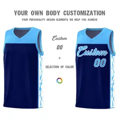 Navy Side Pattern Sports Uniform Basketball Jersey 3