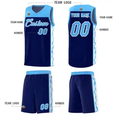 Navy Side Pattern Sports Uniform Basketball Jersey 5