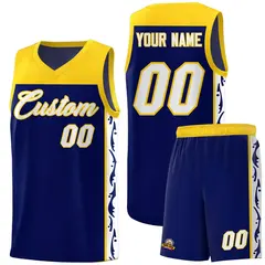 Navy Side Pattern Sports Uniform Basketball Jersey