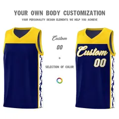 Navy Side Pattern Sports Uniform Basketball Jersey 3