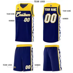 Navy Side Pattern Sports Uniform Basketball Jersey 5
