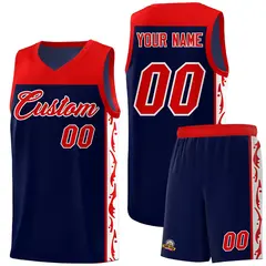 Navy Side Pattern Sports Uniform Basketball Jersey 1