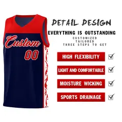 Navy Side Pattern Sports Uniform Basketball Jersey 2