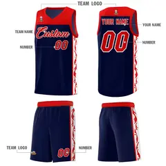 Navy Side Pattern Sports Uniform Basketball Jersey 5