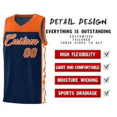 Navy Side Pattern Sports Uniform Basketball Jersey 2
