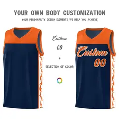 Navy Side Pattern Sports Uniform Basketball Jersey 3