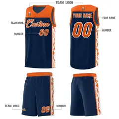 Navy Side Pattern Sports Uniform Basketball Jersey 5