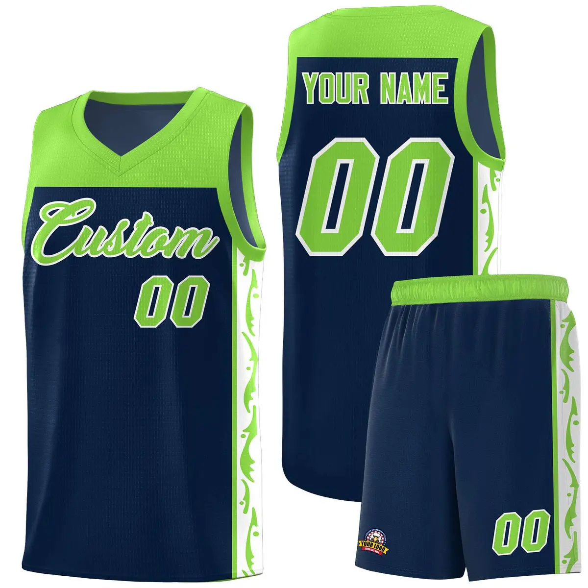 Navy Side Pattern Sports Uniform Basketball Jersey