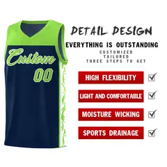Navy Side Pattern Sports Uniform Basketball Jersey 2