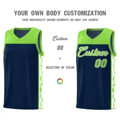 Navy Side Pattern Sports Uniform Basketball Jersey 3