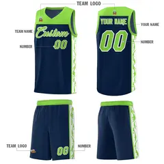 Navy Side Pattern Sports Uniform Basketball Jersey 5