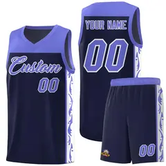 Navy Side Pattern Sports Uniform Basketball Jersey 1