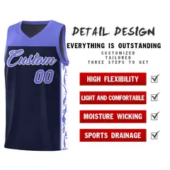 Navy Side Pattern Sports Uniform Basketball Jersey 2