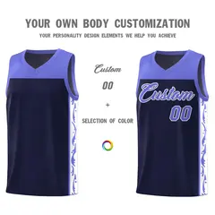 Navy Side Pattern Sports Uniform Basketball Jersey 3