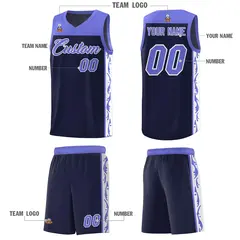 Navy Side Pattern Sports Uniform Basketball Jersey 5