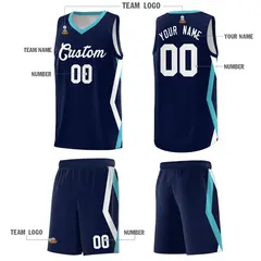 Navy Side Rhombus Graffiti Pattern Basketball Jersey 5