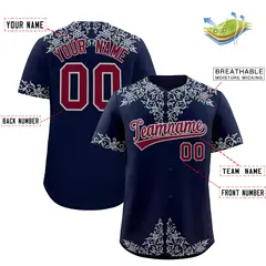 Navy Silver Baroque Style Baseball Jersey 2