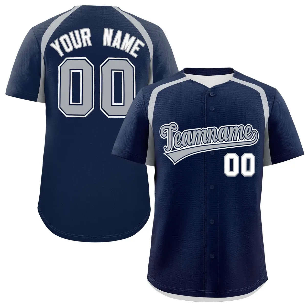 Navy Silver Color Block Authentic Baseball Jersey