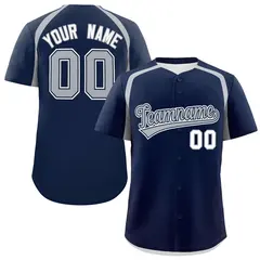 Navy Silver Color Block Authentic Baseball Jersey 1