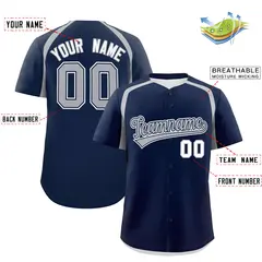 Navy Silver Color Block Authentic Baseball Jersey 2