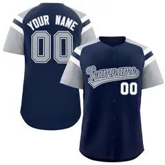 Navy Silver Contrast Raglan Baseball Jersey 1
