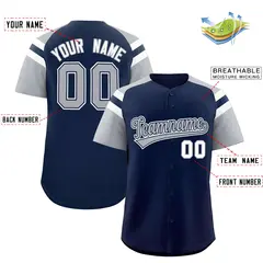 Navy Silver Contrast Raglan Baseball Jersey 2