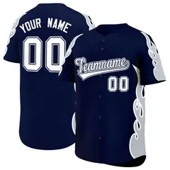 Navy Silver Flame Outline Side Pattern Basketball Jersey 1