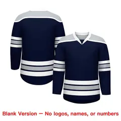 Navy Silver Ice Cream Helmet Pattern Hockey Jersey 7