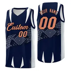 Navy Silver Snake Scale Venomous Fang Graffiti Basketball Jersey 1